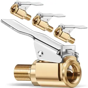 4-Pack  Air Chuck Quick Connect, Brass Locking Tire Air Chuck With Clip Adapter 8mm, No Leakage Air Compressor Pump Clip- Tire Chucks, Compatible with Schrader Valve