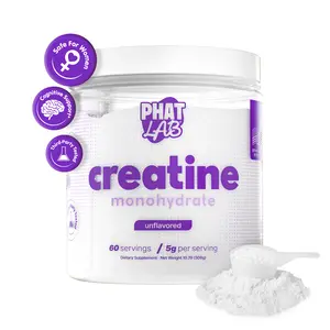PHAT LAB Creatine Monohydrate Powder, US Dietary Fitness Workout Supplement - 3rd Party Tested, Boosts Energy, 60 Servings