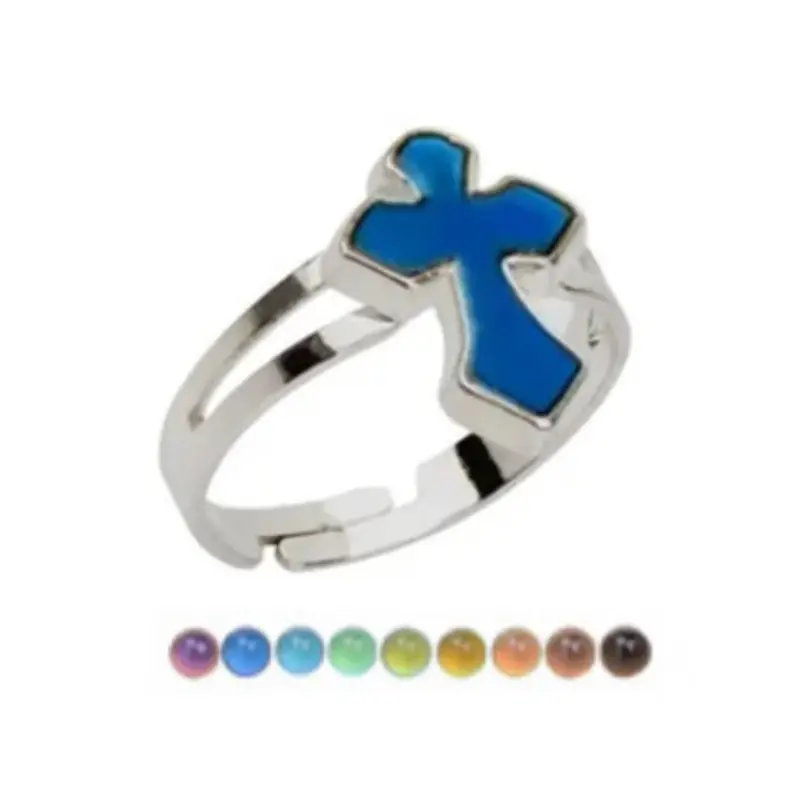 Cross Color Changing Mood Ring Adjustable Cross Color Changing Mood Ring Adjustable