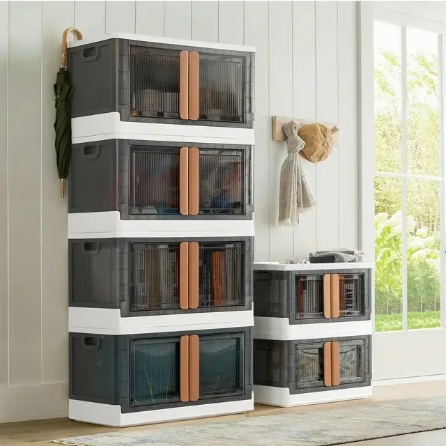 FURMAX Storage Bins with Lids 3 Packs 19 Gal Collapsible Storage Cabinet for Closet Organizers, Plastic Container for Clothes, Books, Toys Stackable S