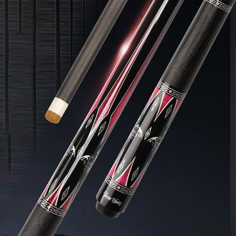 JIAN YING New carbon fiber 1/2 billiard cue Strong stability High performance Pool cue. It features a 58 inch, 11.5/12.5 millimeter cue tip. Comes with cue case + leather tip + gloves + towel + chalk+extended handle