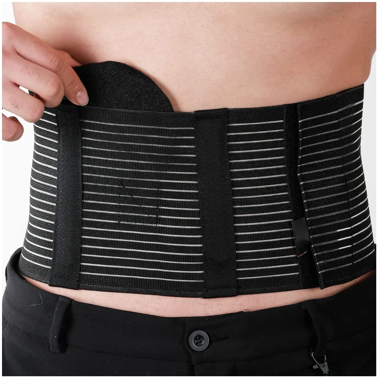 Menswear Body Shaper Shapewear Umbilical Navel Hernia Support Fitness Sports Comfortable Belt Abdominal Binder With Compression Pad Trainer Polyester Workout Waistband