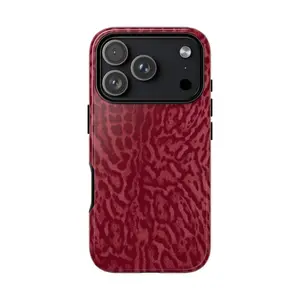 Burgundy Leopard Print Tough Phone Case, Stylish Protective Cover Hard Case Tough 2-piece Phone Case For iPhone 17 16 15 14 13 12 11 X Mini Pro Max