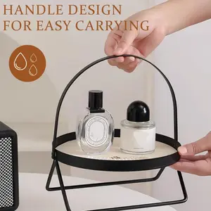 Black Makeup Tray - 7.8-inch Bathroom Counter Organizer Tray for Perfume, Cosmetics, Jewelry, and Makeup Tools (White)