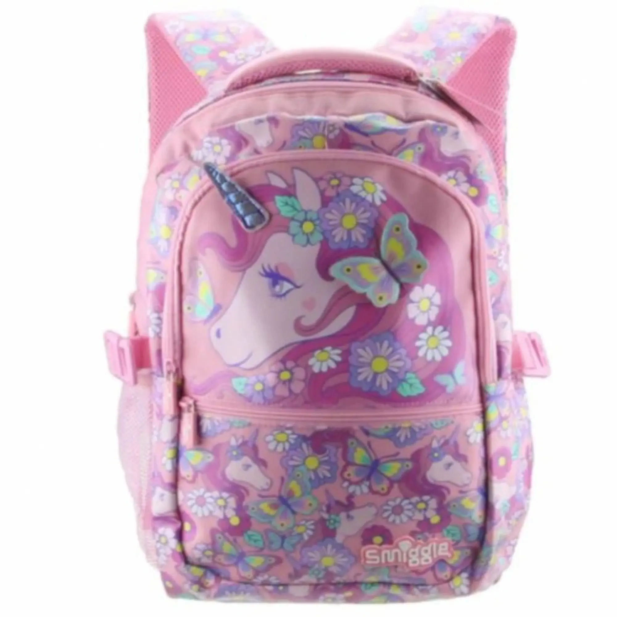 Smiggle Pink Unicorn Butterfly School Backpack Floral Print Bookbag Large Travel Bag for Girls