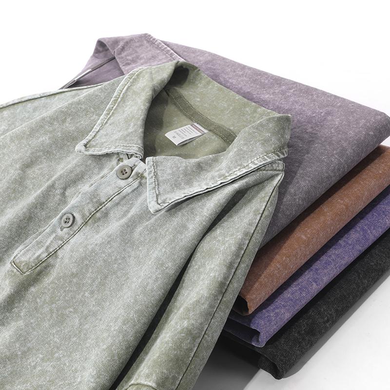 TOOTD Premium — Heavyweight 13 oz washed short-sleeve polo shirt (sizes 42–50), 100% cotton, men’s summer apparel