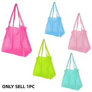 Mesh Lightweight Shopping Bag, 1 piece Large Capacity Beach Storage Bag, Multifunctional Mesh Bag, Sundries Mesh Storage Bag, Beach Tote Bag, Summer Mesh Bag, Net Bag, Summer Bags