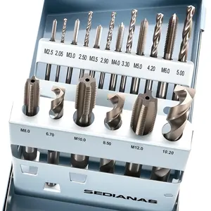 18PCS Tap and Set - 4341 High Speed Metric and Tap Set,Coated, Tap M2.5 * 0.45-M12*1.75, Case