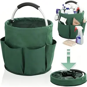 Collapsible Portable Picnic Basket, Multi-Purpose Garden Tool Basket, Outdoor Handheld Storage Tote, Lightweight Travel Toiletry Bag, Durable Gardening Organizer Bin for Camping Beach Yard