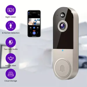 [US Stock] Wireless Video Doorbell Camera, Smart Security Doorbell Camera, 1080P, AI Human Detection, Night Vision, Instant Alert, Two Way Audio, 2.4G WiFi Only, Simple Installation and Rechargeable Battery, Cloud Storage