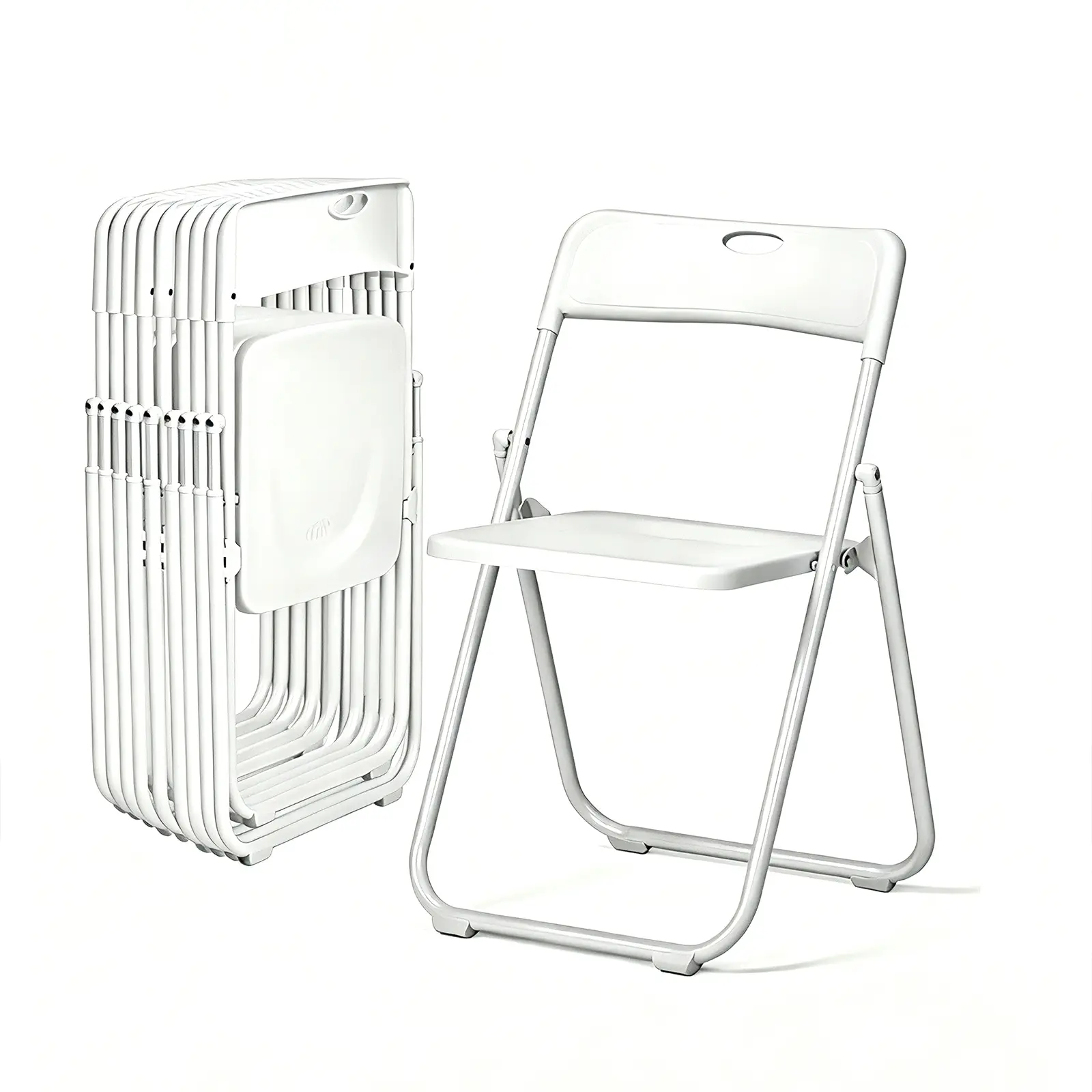 10-Piece Commercial Plastic Folding Chairs with Metal Frame (350LBS Load) - Portable Event Chairs with Built-in Handle for Indoor & Outdoor Parties, Weddings, Patios