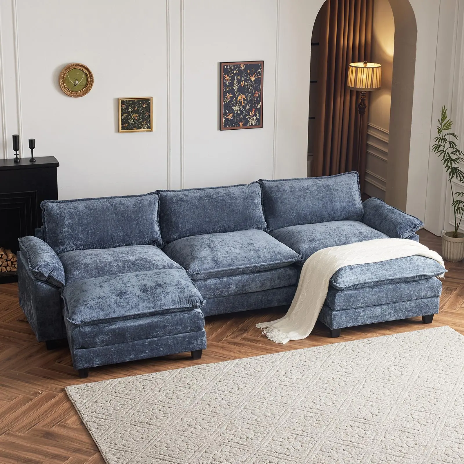 【summervibes】Karlhome 157”Modular Sectional Sofa,Modern Sectional Sofa,Upholstered Couches,Sofa Couch with High Density Memory Foam,Removable Sofa,for Living Room Bedroom