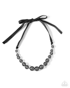 Lace Maker - Black Bead Ribbon Short Necklace - Paparazzi