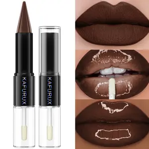 Dual-Ended Lipstick & Liquid Lip Gloss Set, Matte Outline Lipstick & Mirror Finish Lip Gloss, Perfect Gift Idea, Long-Lasting Shine Effect