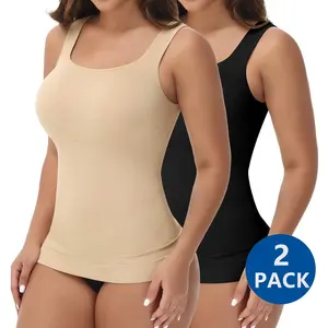 1/2 Pack Women's Shapewear Camisole  Tummy Control Shapewear Square Neck Crew Neck Tank Top Waist Trainer Body Shaper Cami Tanks for Women, Women's Shaping Top, Basic Minimalist Womenswear Underwea, Plus Size Clothing