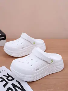 Women's Minimalist Plain Color Thick Sole Clogs, Casual Trendy Comfortable Home Slippers, Non-slip Soft Clogs for Indoor & Outdoor Wear, Sandals, Lightweight