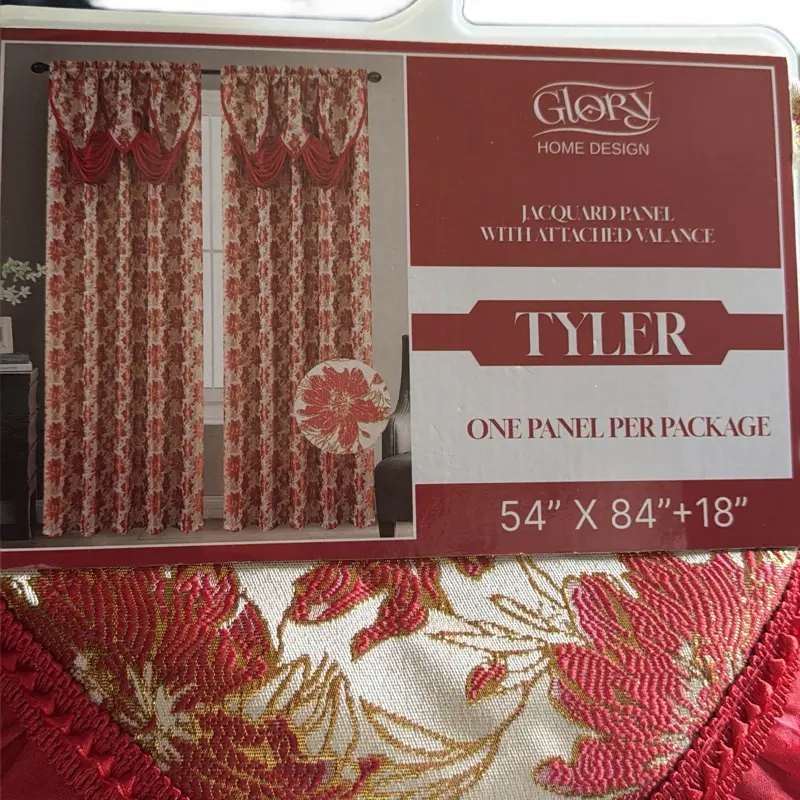 Glory Home Design Jacquard Window Panel with Attached Valance, Tyler Style - 1 Panel per Package