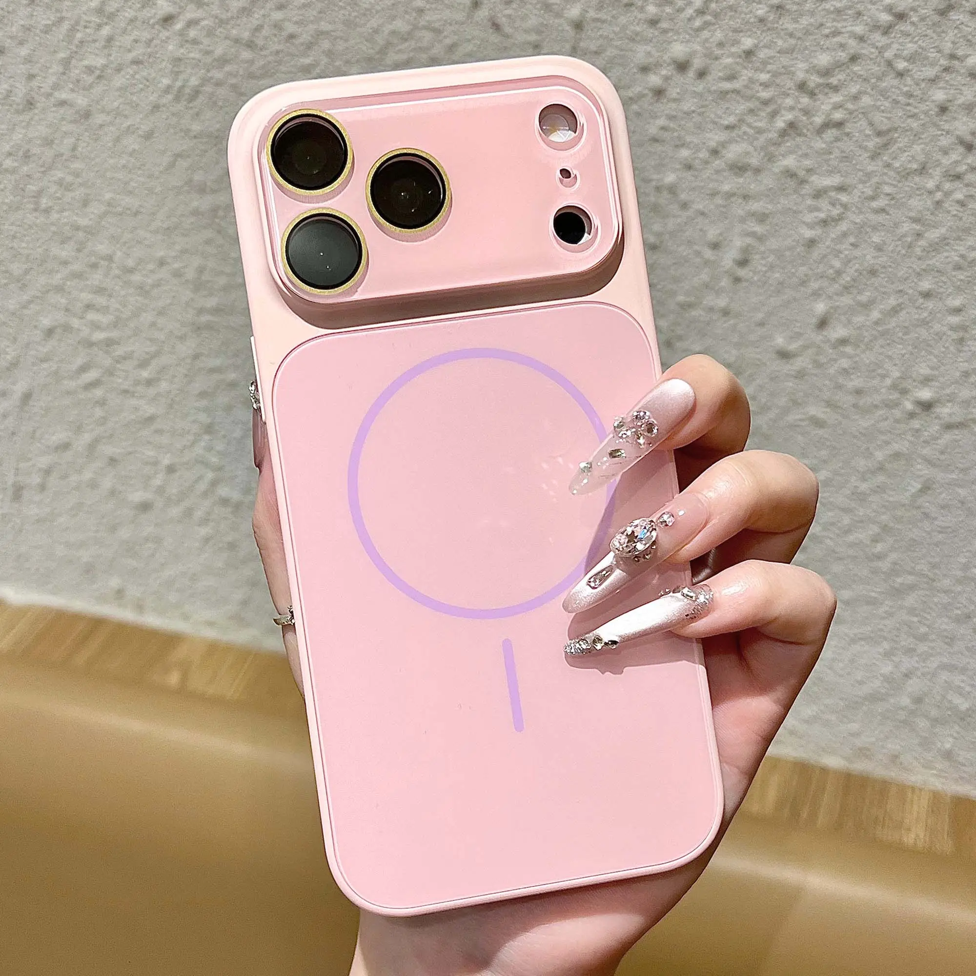 Magsafe comptable Camera Protection Built-in Camera Protector Phone Case Anti-Fingerprint Shockproof Cover for iPhone 17 16 15 14 13 Pro Max