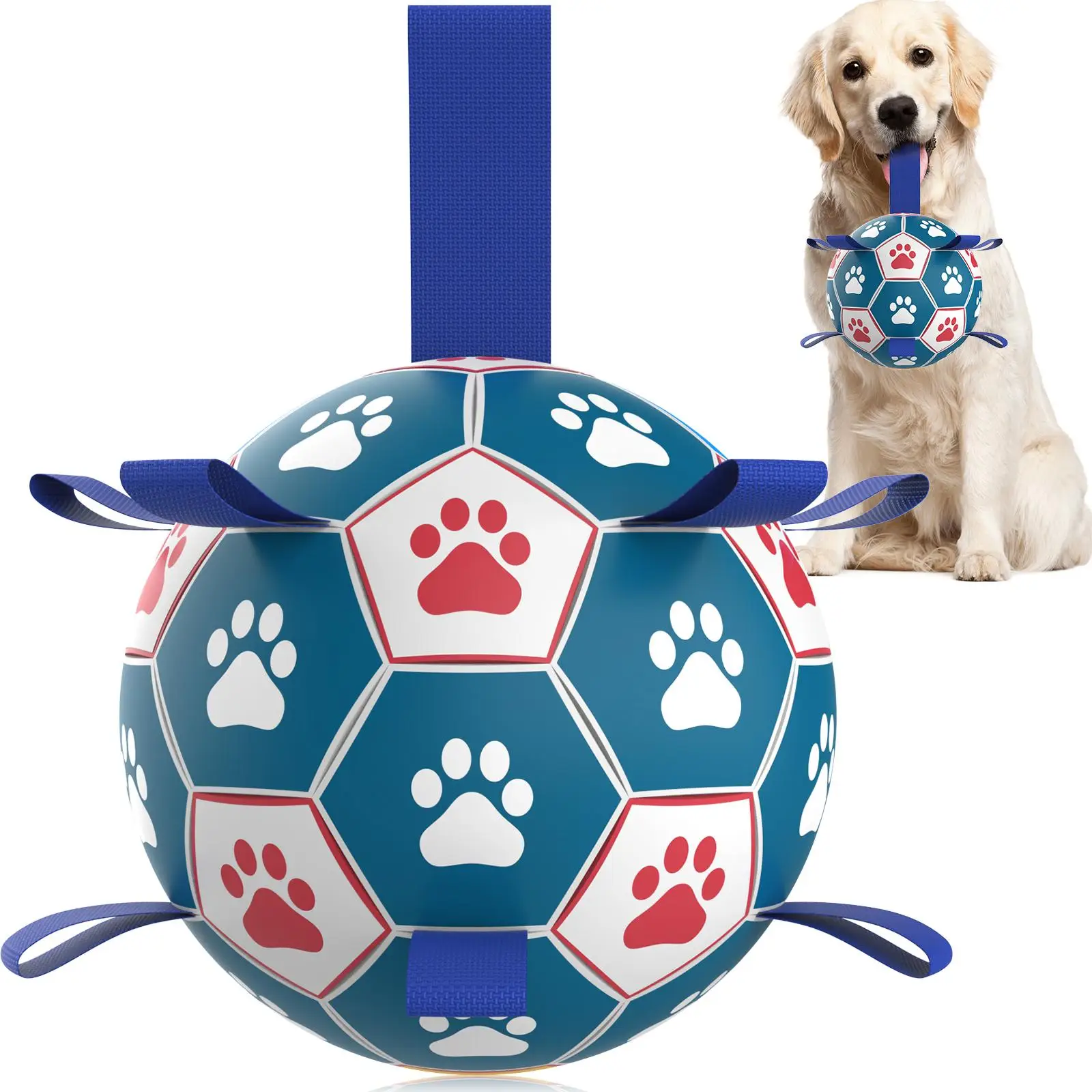 Paw Pattern Dog Soccer Ball Toy, Indoor Outdoor Pet Play Supply, Waterproof Pet Interactive Toy