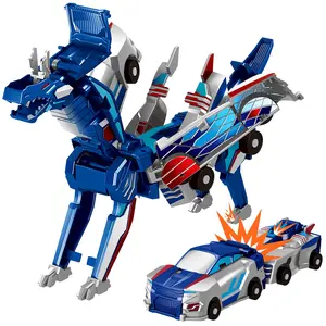 Collision Transforming Dinosaur Car Toy, 2 Magnetic Cars Transform into Dinosaur Toys for Kids Toddler Fun Deformation Robot Dino Car Christmas Birthday Gift Toys for Boys Girl Transformer Car