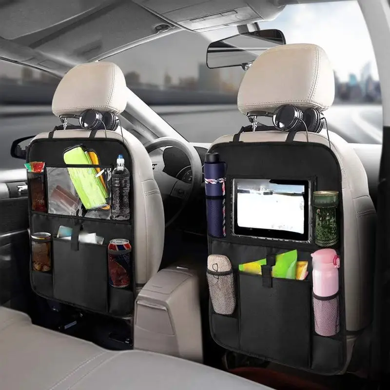 Storage Bag, 1 Count Car Seat Back Storage Bag with Touch Screen Tablet Holder, Automotive Oxford Cloth Multi-pocket Organizer, Universal Car Accessor