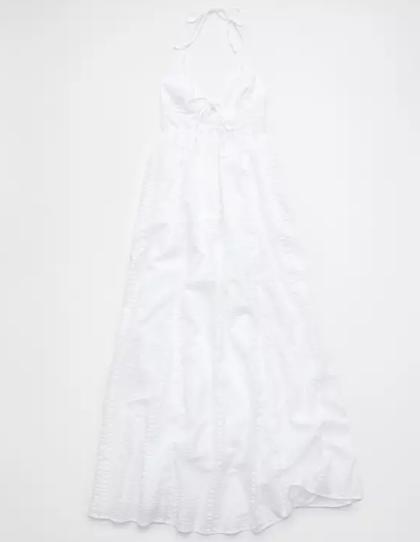 Aerie Seersucker Halter Maxi Dress White - Casual Women's Wear - Womenswear Chic Classy Comfortable Elegance emma  willis  dress  squibb