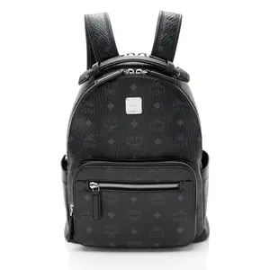 Pre-owned MCM Leather Backpacks Visetos Stark Small Backpack