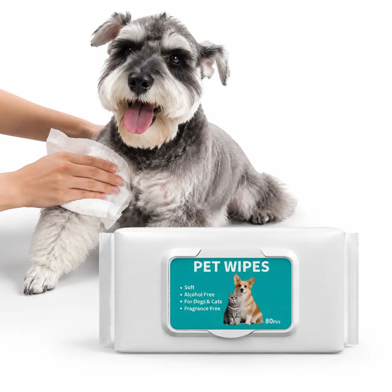 80 Pack Pet Wipes for Dogs & Cats, Gentle & Safe, No-Rinse, Paws & Body, Daily Cleaning