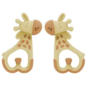 Ridgees Giraffe, Massaging Baby Teether, Designed by a Pediatric Dentist, BPA Free, 3m+ (Pack of 2)