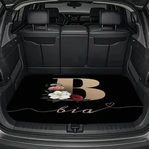 1pc 26 Letters Floral Print Car Trunk Mat - Soft, Machine Washable Cargo Liner for SUVs and Cars, SUV Trunk Mat, Easy-to-Clean Interior Mat, Stylish Minimalist Design, Keeps Interior Clean and Tidy