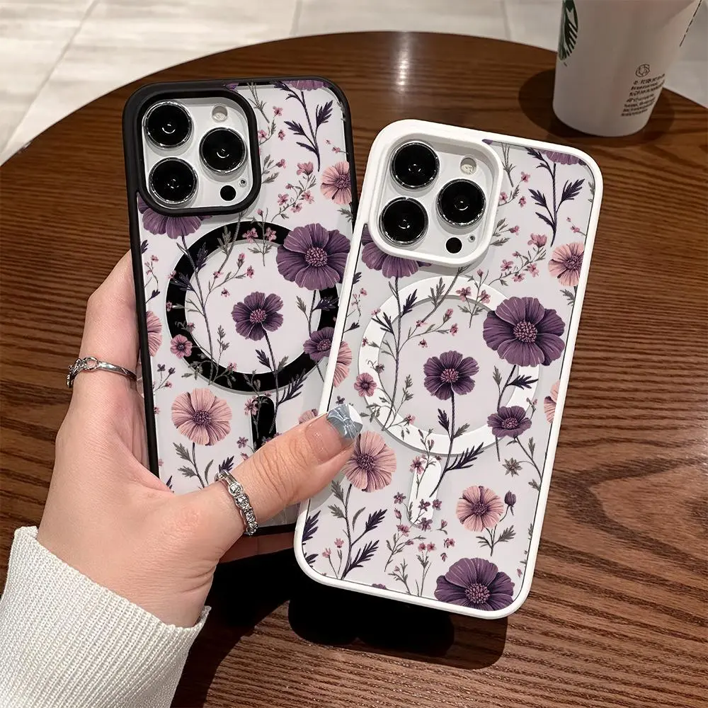 Purple Charm Dream Pattern, anti drop and anti slip support MagSafe charging phone protective case, suitable for iPhone 17, 16, 15, 14, 13, 12, 11 XS X and other series models, can be given as a gift to friends or family, Smartphone, Handheld, Cellphone
