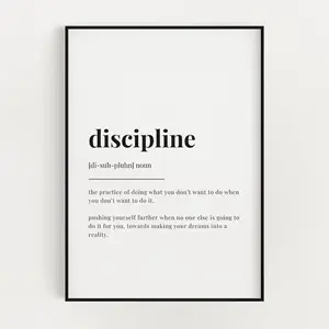 Discipline Definition Print, Discipline Definition Poster No Frame, Home Decor, Wall Art(Note: Frame shown for display only) wall decor