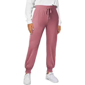 Womens High Waisted Lounge Joggers Elasticity Drawstring Side Pocket Casual Cuffed Casual Yoga Sweatpants