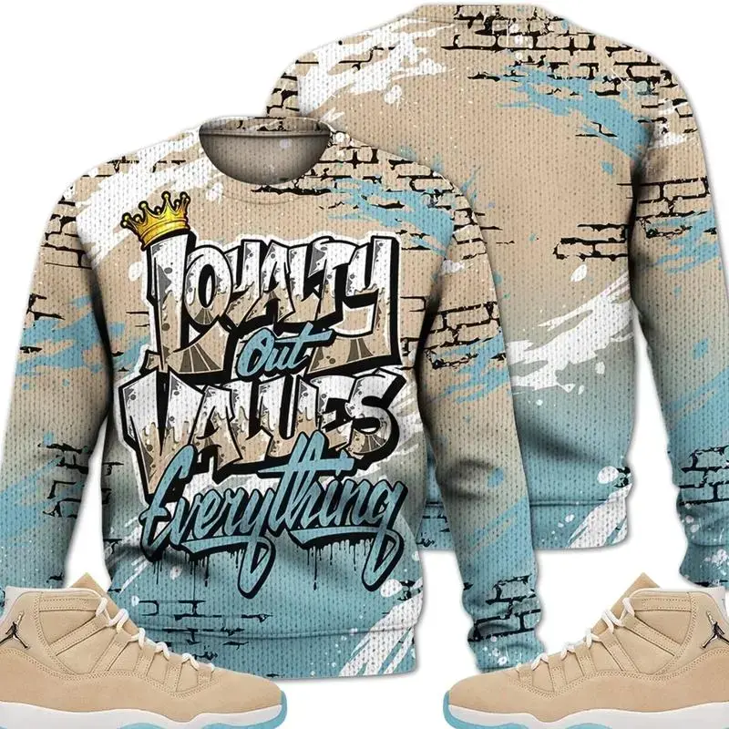 11 H-Town Ugly Sweater, Retro H Town 11s Outfits Shirt, 3D Sweatshirt, Realistic Graphic Pullover, Unisex Streetwear Style