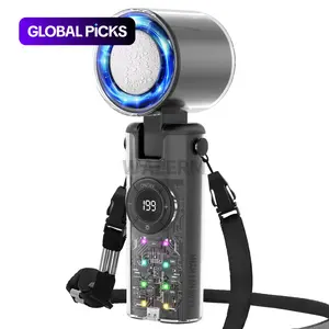 Handheld Portable Turbo Fan With Ice Compress, 4000mAh, 135° Adjustable, 199 Speed Wind, Flashlight, USB Rechargeable Foldable Fan, Handheld Cooling Fan, Cool Fan, for Summer/Travel/Outdoor/Vacation/Concerts