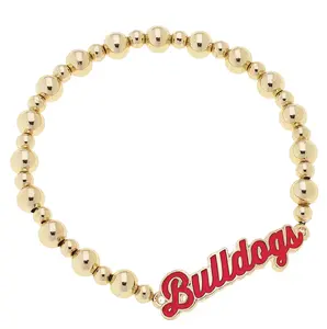 UGA Autograph Enamel Stretch Bracelet in Shiny Gold