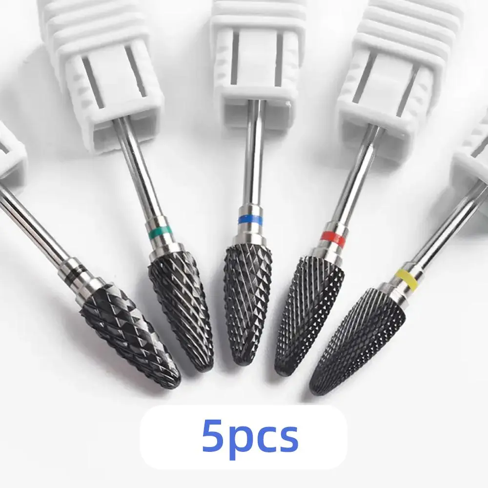 Nail Drill Bit, 5 Counts/set Professional Corn Ceramic Nail File for DIY Nail Art, Manicure & Pedicure Tools for Home & Salon Use