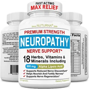 Nuturna Neuropathy Support Nerve Supplement with 600 mg Pure Alpha Lipoic Acid, 120 Capsules, 18 Science-Backed Vitamins, Minerals & Herbs Magnesium Natural Healthcare Dietary Fitness Edible Optimum White
