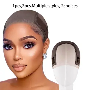 2Pcs Lace Wig Grip Cap for Women 4x5 Transparent Lace Wig Caps Non Slip Wig Gripper for Keeping Wigs In Place Adjustable Wig Cap with Grip Headband Make Wigs Accessories