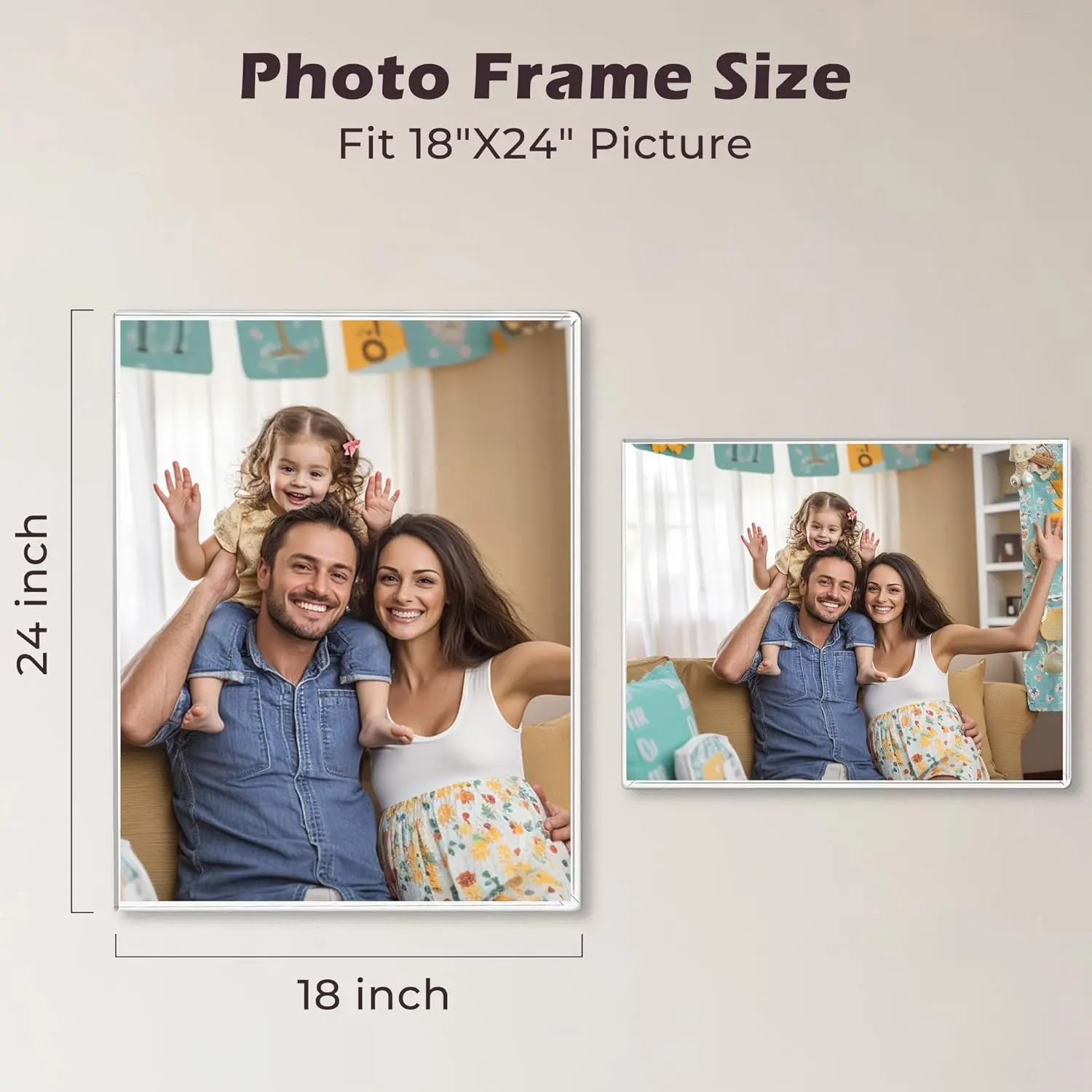 18x 24 inch Acrylic Picture Frame, Horizontal/Vertical Clear Photo Frame for Wall with Tape, No Drilling Floating Hanging Frameless Picture Frame, Wall Mou 18x 24 inch Acrylic Picture Frame, Horizontal/Vertical Clear Photo Frame for Wall with Tape, No Drilling Floating Hanging Frameless Picture Frame, Wall Mou