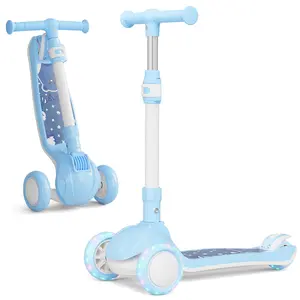 Commugo Ultra-Lightweight 6lbs Foldable Scooter, Grow-with-Me 3-Level Height Adjustment, Extra Wide Deck Kids Kick Scooter, Supports up to 110lbs for Ages 4-12 Years Old
