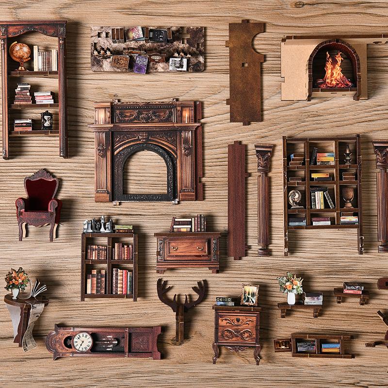 【US Shipping】BOOK NOOK Twilight Library DIY hut 3D three-dimensional hand-assembled booklet toy house, Christmas gift toy house,book nook,mini house,doll house,wooden dollhouse kit,victorian dollhouse,miniature house kit,miniature kit,dollhouse