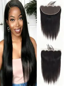 13x4 Lace Frontal Closure Straight Human Hair  Ear to Ear HD Lace Frontal Closure Free Part Brazilian Straight Hair Extensions Lace Frontal Human Hair Pre Plucked with Baby Hair