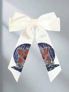 1pc Stranger Things Oversized Bow Hair Clip - Upside Down Inspired Ribbon, Soft & Statement