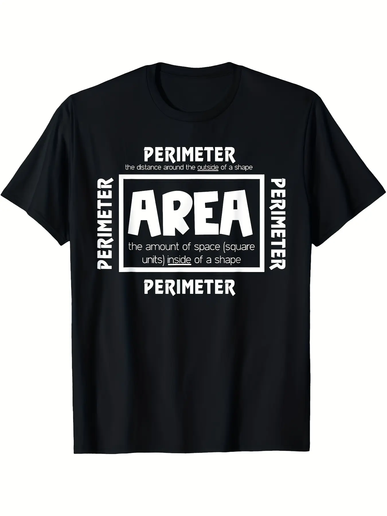 Math Geometry Graphic TShirt Funny Area Perimeter unisex soft cotton short sleeve t shirt, vintage graphic casual tee for men women teens, perfect birthday holiday gift for camping travel gym daily street  wear