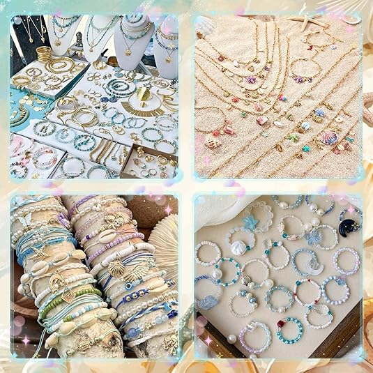 Ocean Shell Jewelry Jar Set -25-60 piece jewelry box, women's gift set (necklace, earrings, ring, bracelet, keychain, hair clip) - unique birthday gift Ocean Shell Jewelry Jar Set -25-60 piece jewelry box, women's gift set (necklace, earrings, ring, bracelet, keychain, hair clip) - unique birthday gift