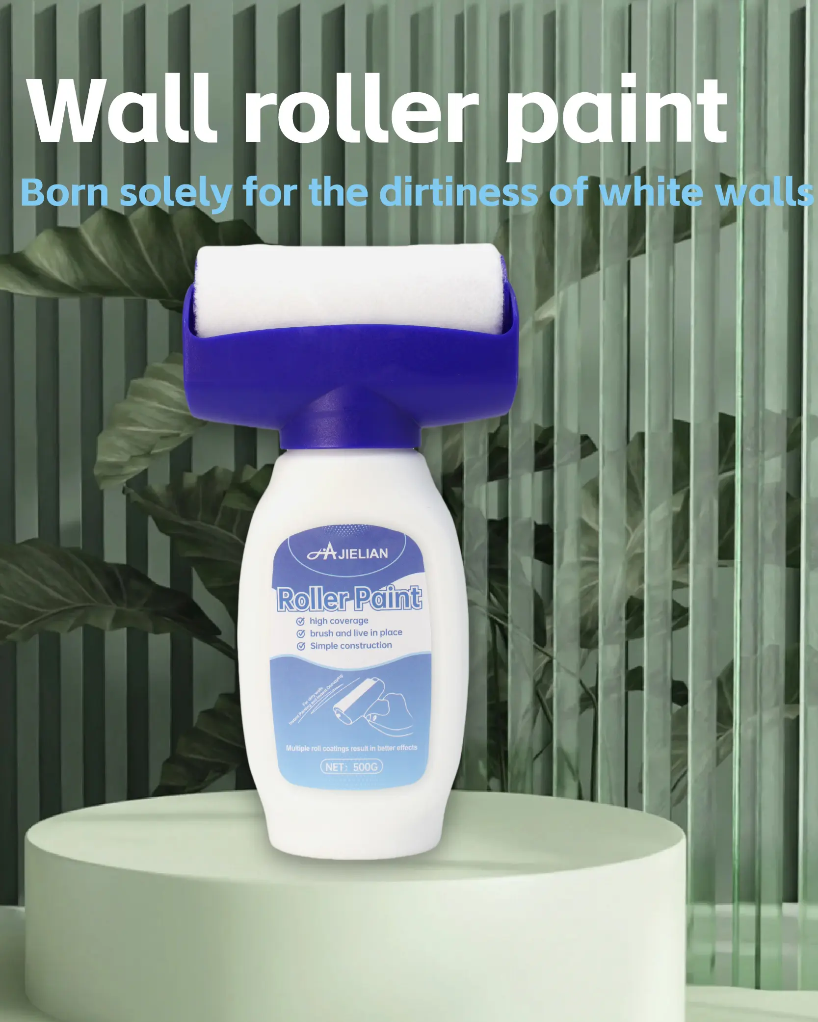 Water-Based Latex Interior Wall Roller Paint Kit with Brush, 500g Low-Odor Non-Toxic Cost-Effective Paint - 96% Coverage, Easy Cleanup, Smooth Finish, Long-Lasting for Home Renovations & Interior Wall Repairs (DIY Enthusiasts), Durability