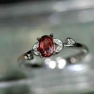 Garnet Ring Adjustable Copper Ring Birthday Anniversary Jewelry Women's Fashion Party Ring Jewelry Gift Accessory Daily Wear