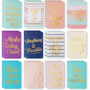12Pcs Mini Colorful Notebooks, Funny Motivational Journals Notepads Inspirational Notepads Small Pocket Notebook for Teacher School Office Gift Bulk Prizes Travel Supplies