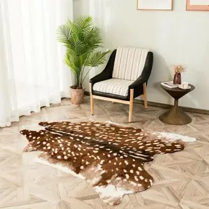 VIKAMA Deer Skin Pattern Carpet Nordic Light Luxury Living Room Decorative Carpet Bedroom Bedside Carpet Animal Carpet